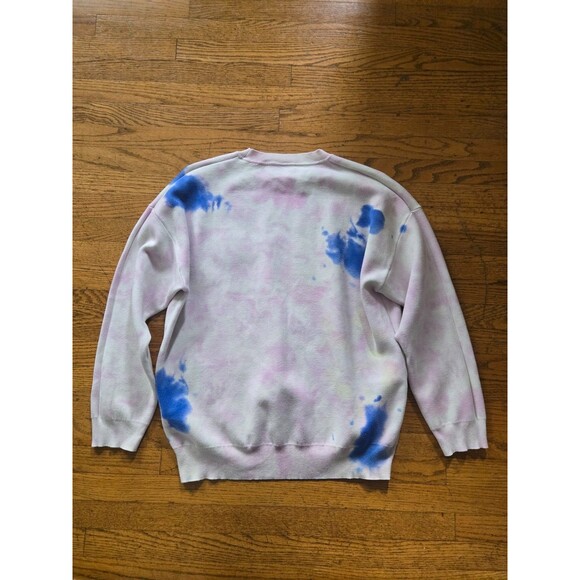 SANDRO Paris x SMILEY Originals Patch Crewneck Tie Dye Sweater Size 3/Large - Picture 6 of 8